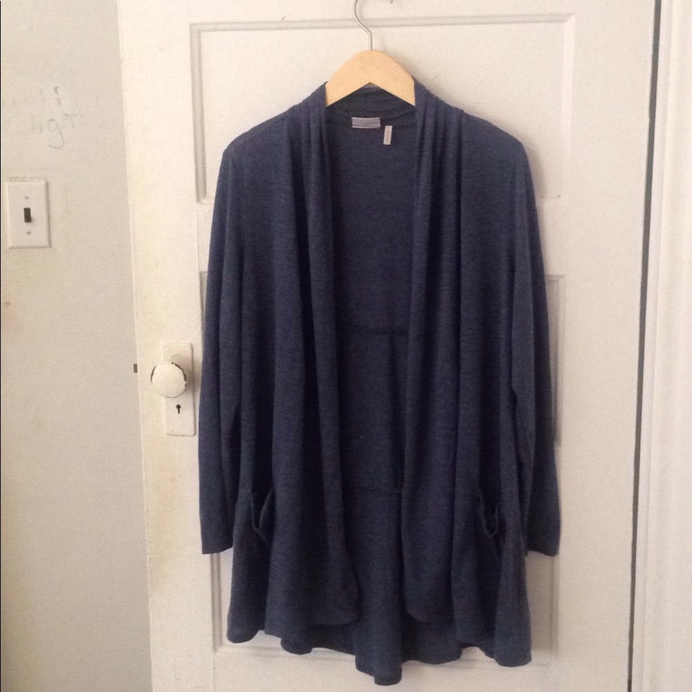 LOGO Lori Goldstein open front cardigan blue L